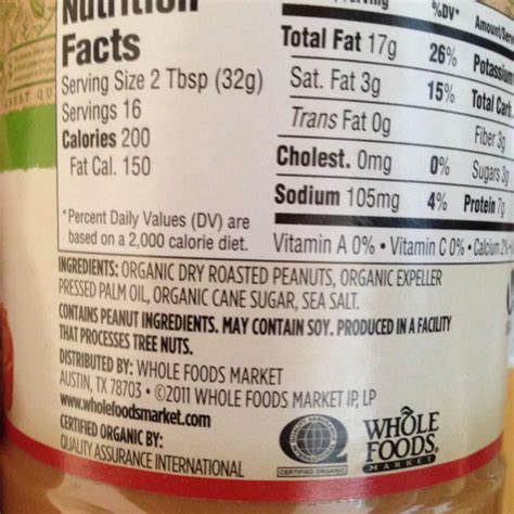 whole foods 365 peanut butter ingredients